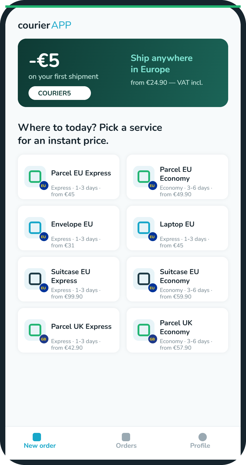Ship luggage from Greece — book a suitcase in the CourierAPP app