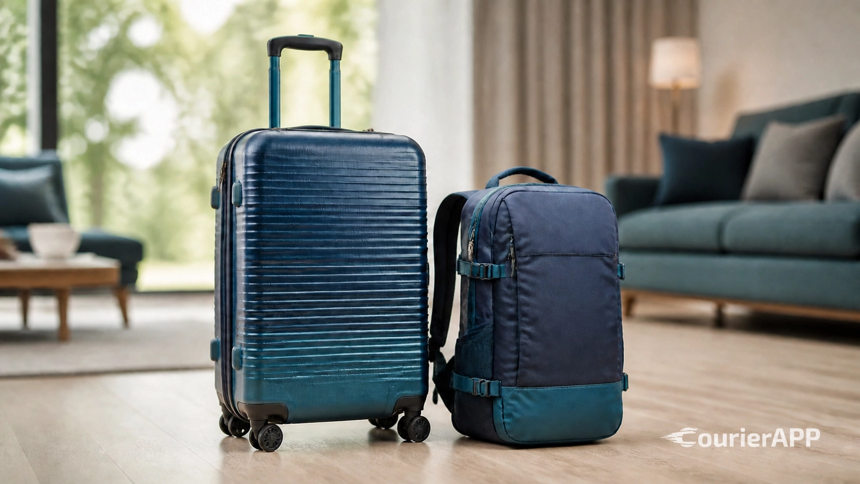International courier Chania — suitcase and parcel ready for pickup