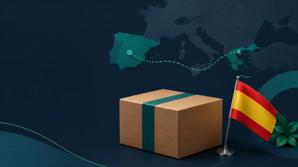 Parcel delivery to Spain from Greece with door to door courier pickup
